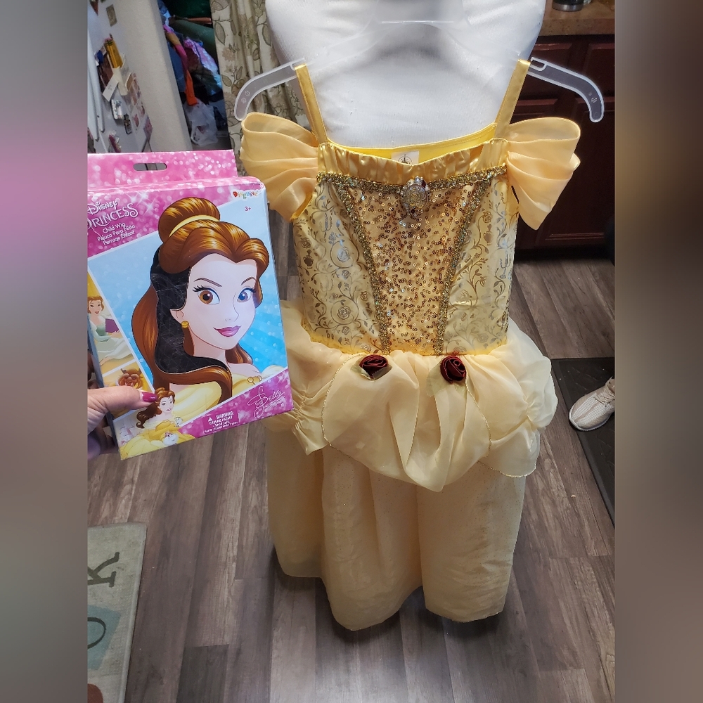 Disney Parks Castle Collection Belle Princess Dress Size 11/12 With Wig